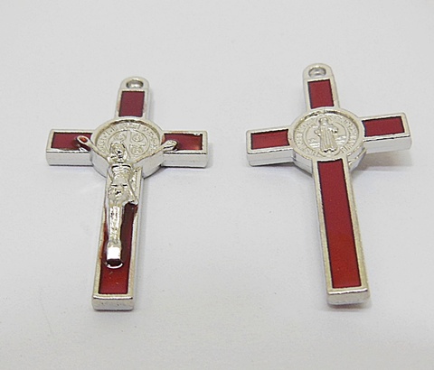 50X Enamel Red Cross Pendant Jewellery Finding 3.8x2x0.5cm - Click Image to Close