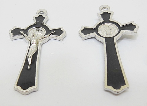 40X Enamel Black Cross Pendant Jewellery Finding 5.1x2.8x0.4cm - Click Image to Close