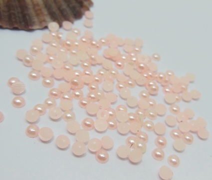 9500Pcs 3mm Pink Semi-Circle Simulated Pearl Bead Flatback - Click Image to Close