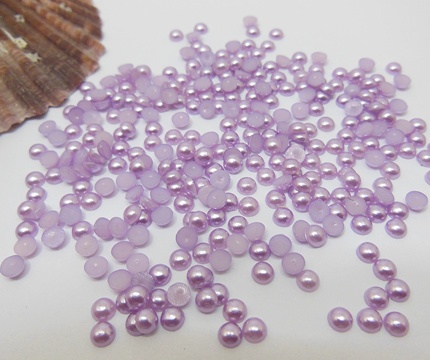 9500Pcs 3mm Purple Semi-Circle Simulated Pearl Bead Flatback - Click Image to Close