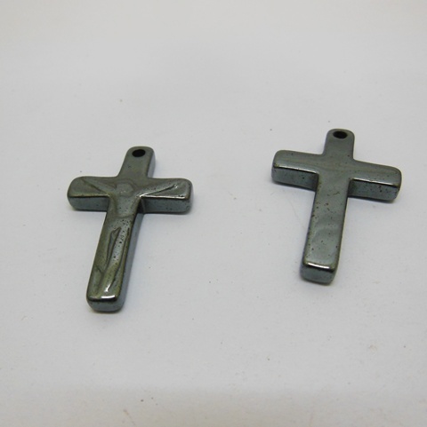 98 Cross Hematite pendants with Jesus Wholesale - Click Image to Close