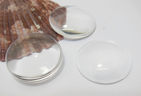 50Pcs Clear Round Glass Magnifying Cabochon Tiles 40mm Beads - Click Image to Close