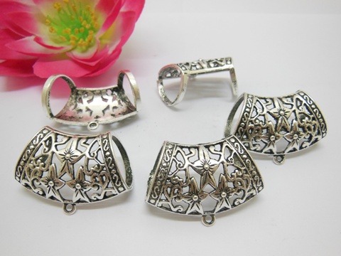 50Pcs Tibetan Silver Color Hollow Metal Charms Pendants - Click Image to Close