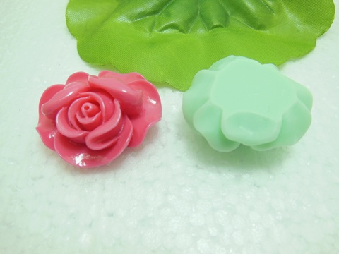 100 Flower Hairclip Headband Jewelry Finding Beads Mixed 35mm Di - Click Image to Close