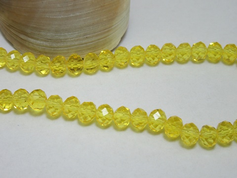 10Strand x 100Pcs Yellow Rondelle Faceted Crystal Beads 6mm - Click Image to Close