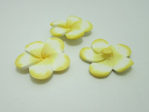 50Pcs Yellow Fimo Beads Frangipani Flower Jewellery Finding 40mm - Click Image to Close