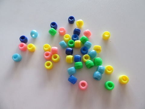 2100 Plastic Barrel Pony Beads 6x8mm Mixed Color be-p298 - Click Image to Close