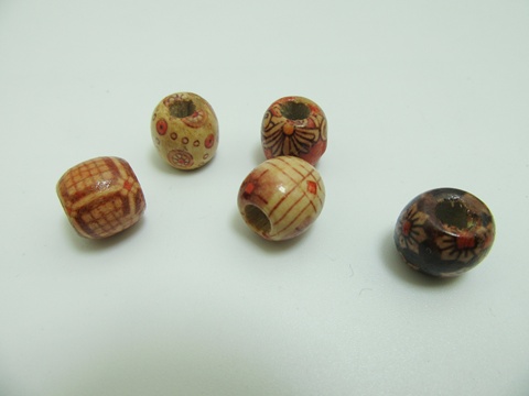 300 European Wooden Pony Beads DREADLOCK Hair Beads 11x12mm - Click Image to Close
