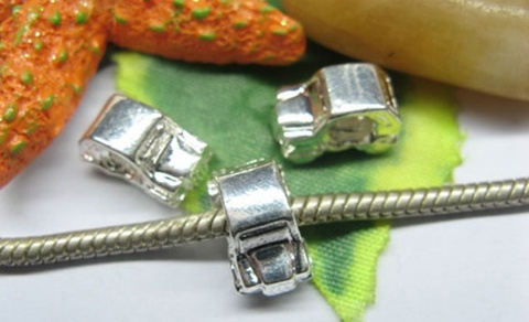 20Pcs Silver Plated Car Shape European Thread Beads - Click Image to Close