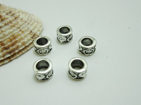 20Pcs New Alloy European Round Beads No Thread be-m7 - Click Image to Close