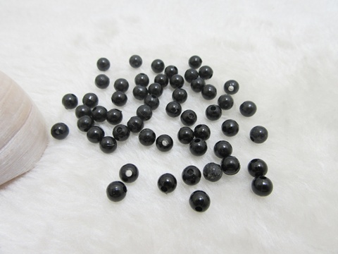2500 6mm Opaque Plastic Black Round Beads - Click Image to Close