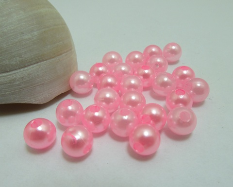1000 Light Pink 8mm Round Simulate Pearl Beads - Click Image to Close