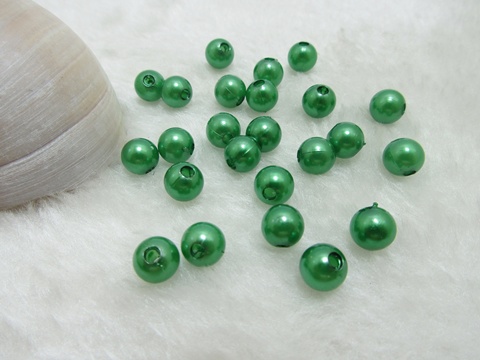 1950 Dark Green 8mm Round Imitation Simulate Pearl Loose Beads - Click Image to Close