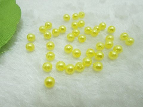 2500 Yellow 6mm Round Simulate Pearl Beads - Click Image to Close