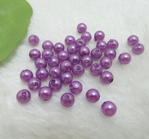 2500 Purple Round Simulate Pearl Loose Beads 6mm - Click Image to Close