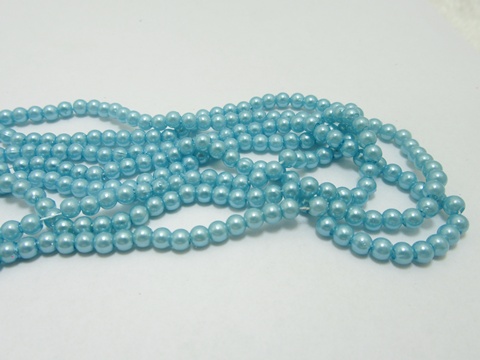 18000 Blue 4mm Round Simulate Pearl Beads - Click Image to Close