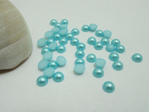 5000Pcs 6mm Blue Semi-Circle Simulated Pearl Bead Flatback - Click Image to Close