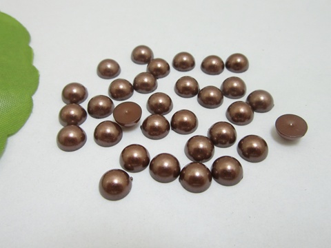 2500Pcs 8mm Coffee Semi-Circle Simulated Pearl Bead Flatback - Click Image to Close