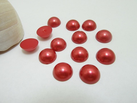 750Pcs 12mm Red Semi-Circle Simulated Pearl Bead Flatback - Click Image to Close