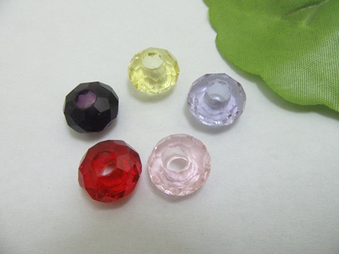 100 Faceted Crystal European Beads Mixed Colour - Click Image to Close