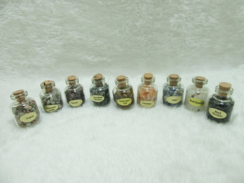 1Set Of 9 Bottle Gemstone Chips for Collection Assorted - Click Image to Close