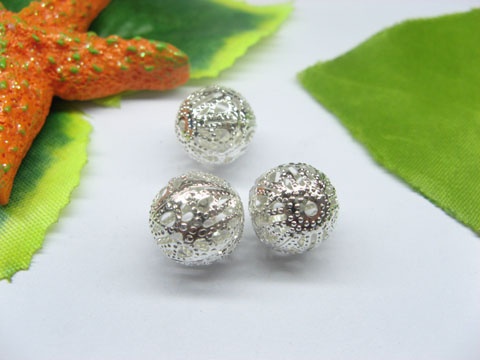 50pcs Silver Plated Filigree Spacer Beads 12mm - Click Image to Close