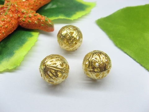 50pcs Gold Plated Filigree Spacer Beads 14mm - Click Image to Close