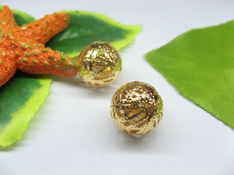 50pcs Gold Plated Filigree Spacer Beads 16mm - Click Image to Close