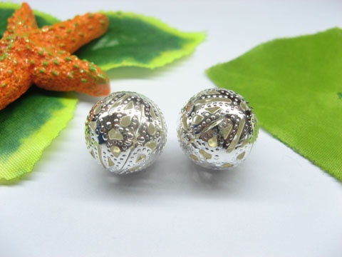 50pcs Silver Plated Filigree Spacer Beads 18mm - Click Image to Close
