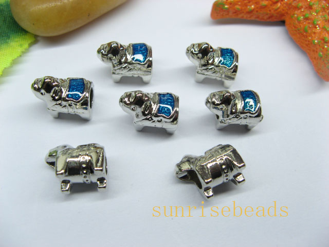 20cs Metal Blue Rocking Horse Troll Enamel Beads Fit European Be - Click Image to Close