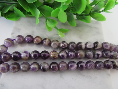 5Strands x 46pcs Amethyst Gemstone 8mm Round Beads - Click Image to Close