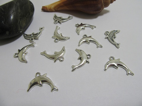 200 Metal Dolphin Charms Pendants Jewellery Finding - Click Image to Close