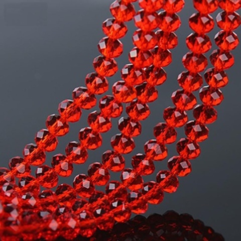 10Strand x 100Pcs Red Rondelle Faceted Crystal Beads 6mm - Click Image to Close