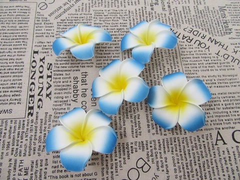 30 New Blue Fabulous Foam Frangipani Flower 8x3.5cm - Click Image to Close