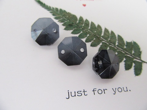 100 Black Crystal Faceted Double-Hole Suncatcher Beads 14mm - Click Image to Close