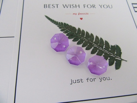 100 Purple Crystal Faceted Double-Hole Suncatcher Beads 14mm - Click Image to Close