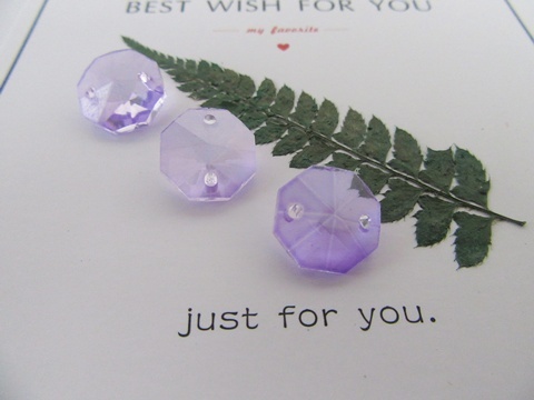 100 Light Purple Crystal Faceted Double-Hole Suncatcher Beads 14 - Click Image to Close