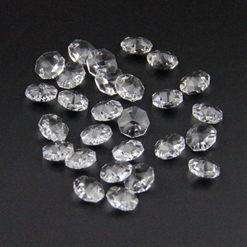 100 Clear Crystal Faceted Double-Hole Suncatcher Beads 14mm - Click Image to Close