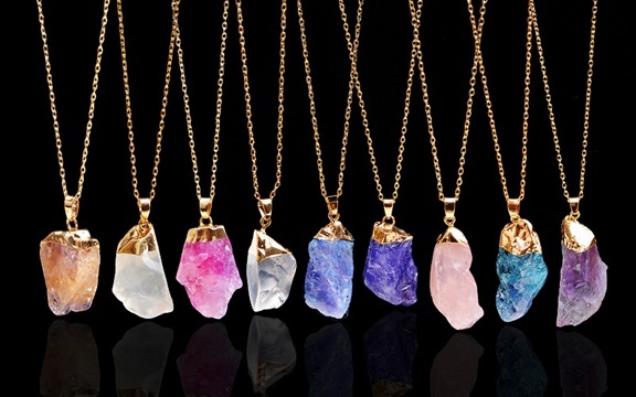 6X New Gemstone Nugget Charm Pendant Necklace Assorted - Click Image to Close