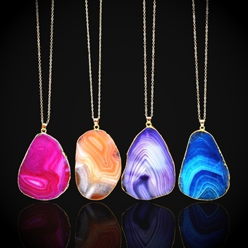 4X New Gemstone Nugget Charm Pendant Necklace Mixed - Click Image to Close