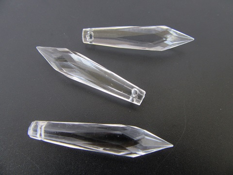 160 Clear Faceted Bead Pendant Jewellery Finding 48x10mm - Click Image to Close