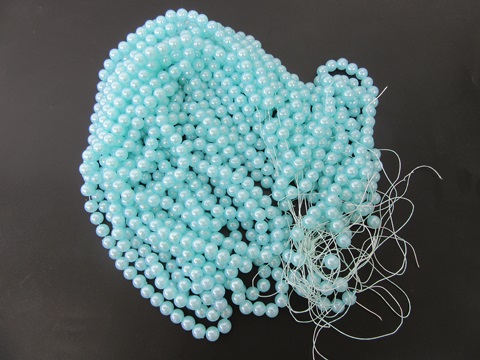 1000 Light Blue 10mm Round Simulate Pearl Beads - Click Image to Close