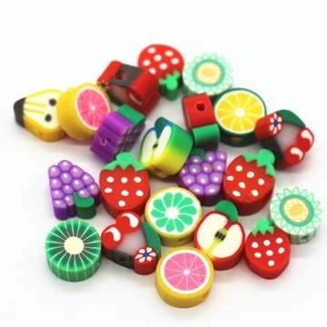 200 Polymer Clay Fruit Shape Beads Charms Assorted - Click Image to Close