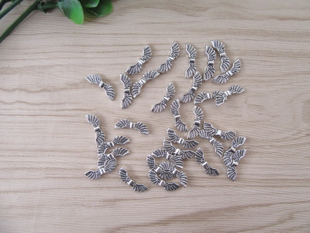 100Pcs Eagle Wing Beads Charms Earring Connector 22x7mm - Click Image to Close