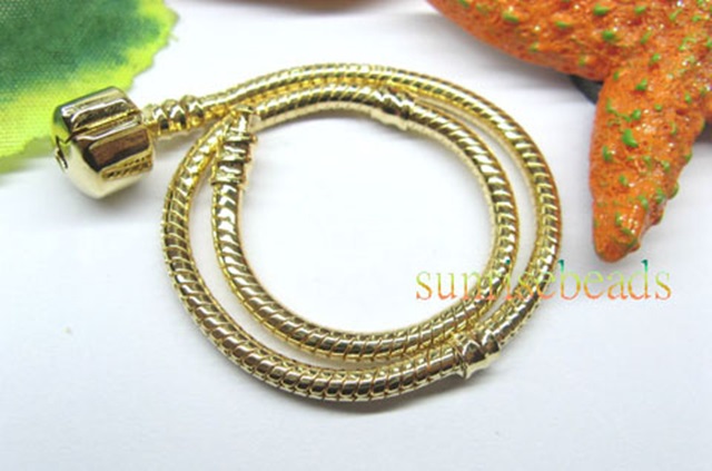 5Pcs 18K Golden Plated Bracelets Fit European Charms Bead 17cm - Click Image to Close