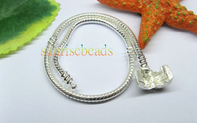 5Pcs Silver Plated Bracelet Fit European Beads 18cm - Click Image to Close