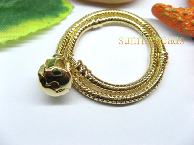 5Pcs 18K Golden Plated Bracelets Fit European Charms Bead 21cm - Click Image to Close