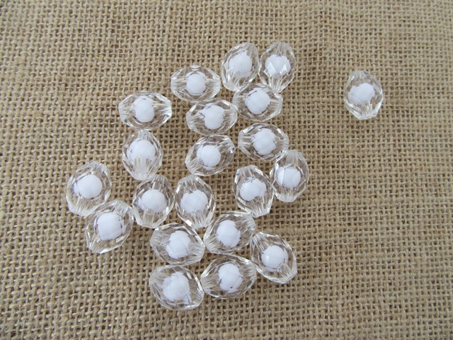 240 White Acrylic Beads 19x14mm Jewellery Finding - Click Image to Close