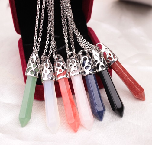 5X Crystal Gemstone Arrow Pendants Chain Necklace Mixed - Click Image to Close