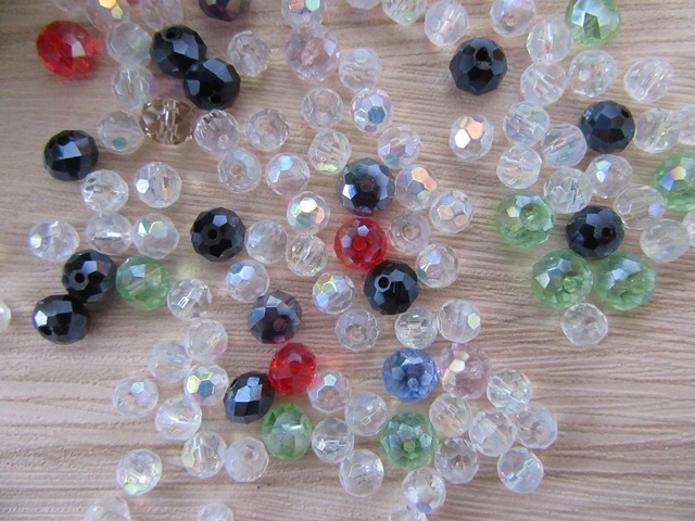 1000Pcs Glass Faceted Rondelle Beads 6-8mm Assorted - Click Image to Close